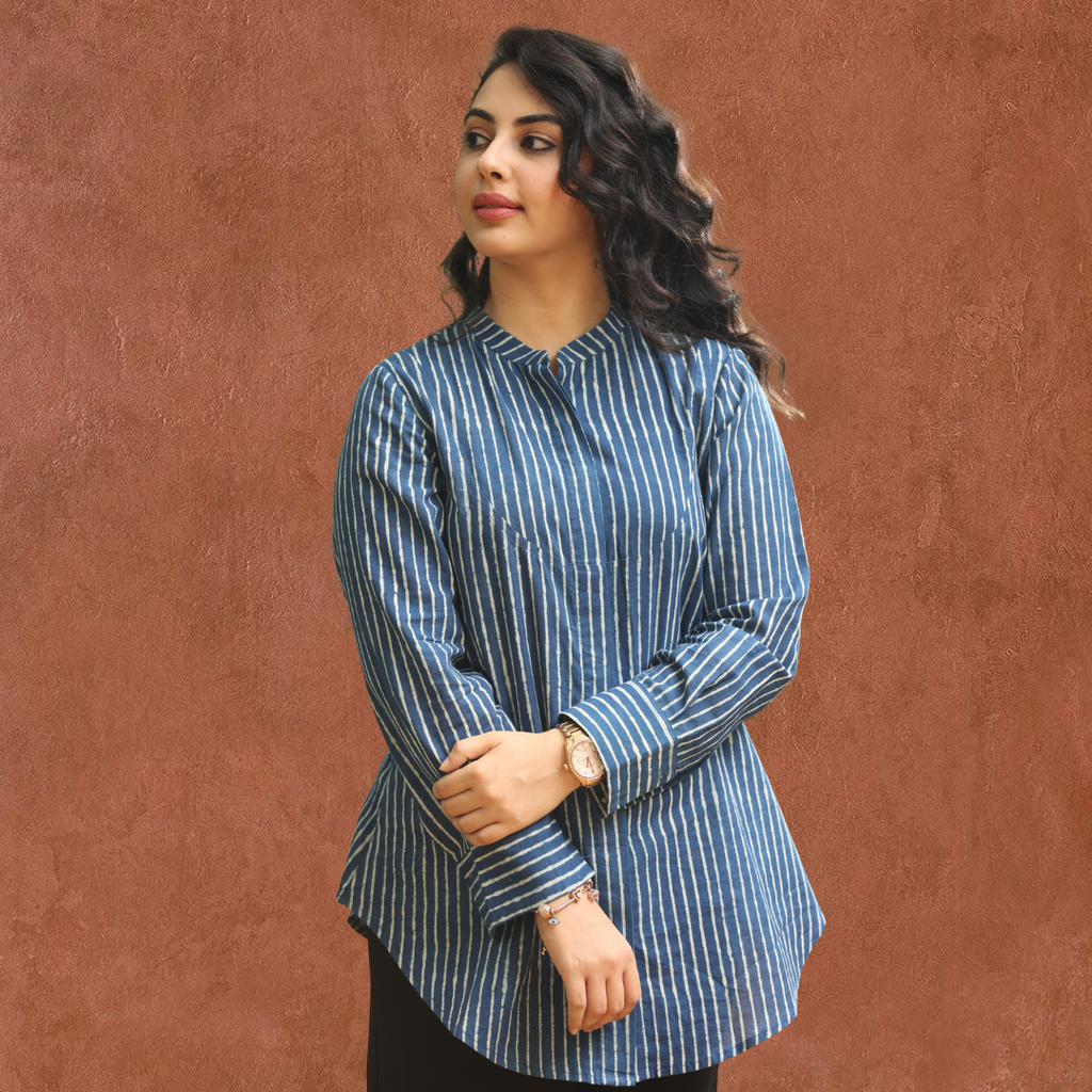 Indigo strip Shirt top