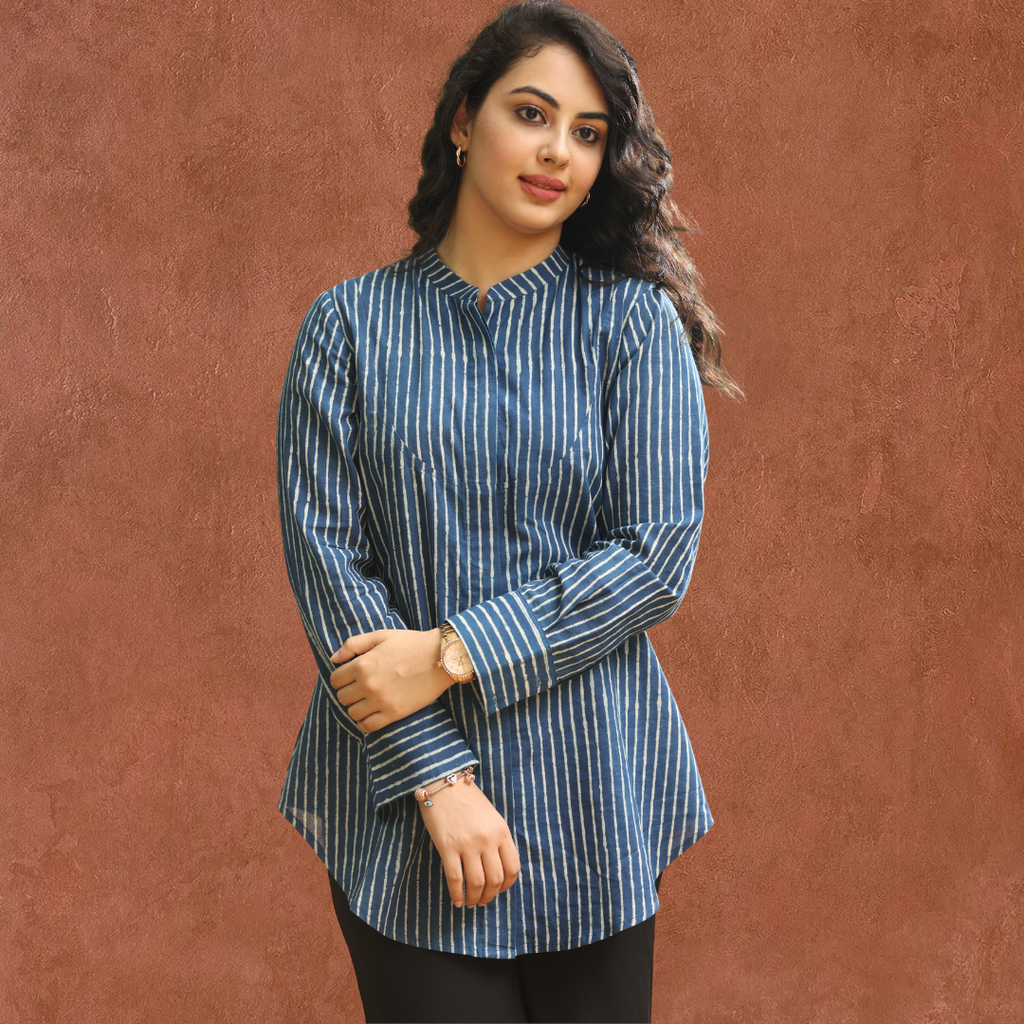 Indigo strip Shirt top