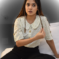 Green chevron cotton shirt top
