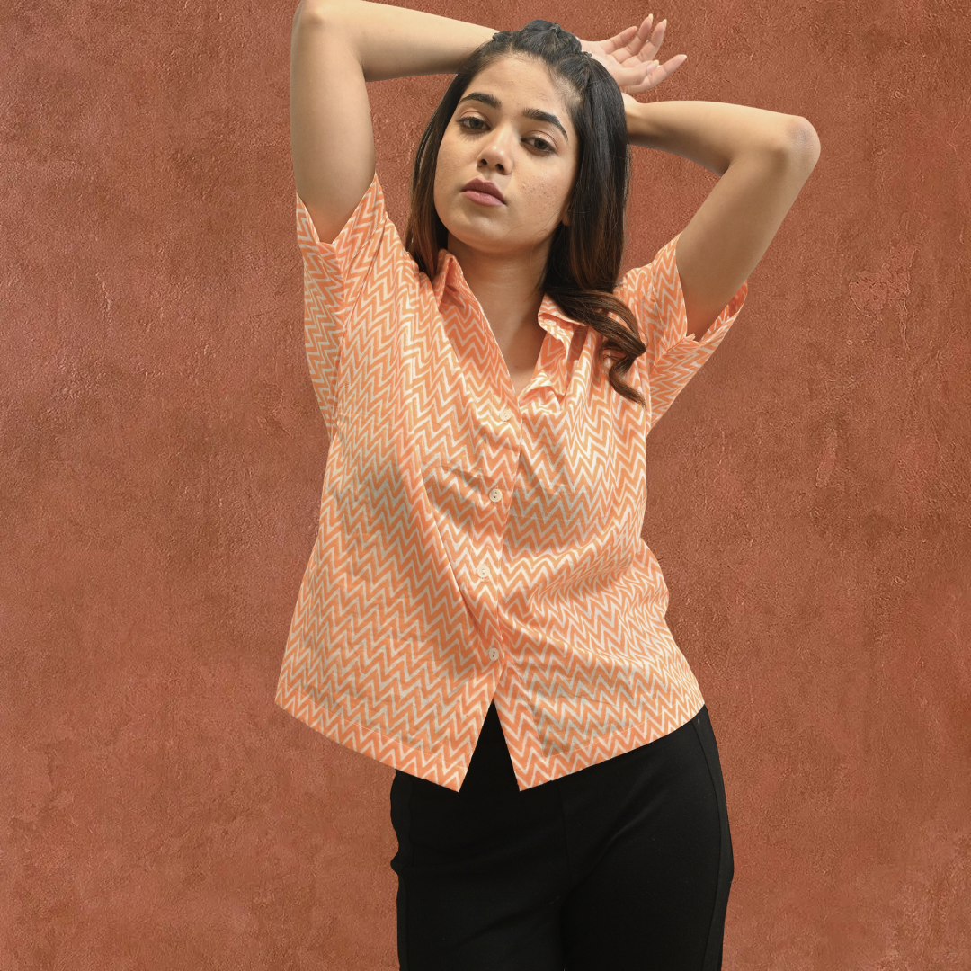 Orange chevron short shirt