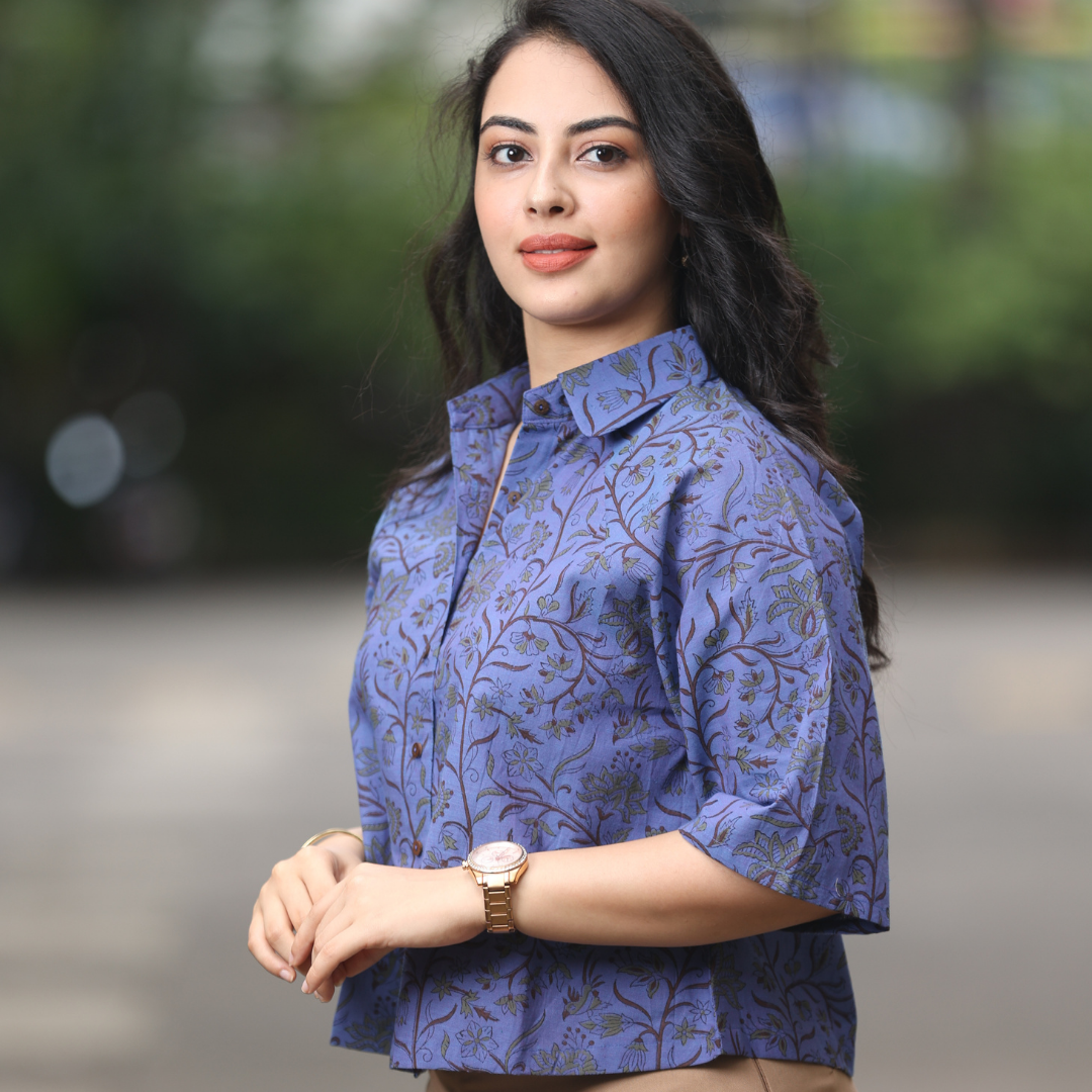 Gardenia pure cotton short shirt top