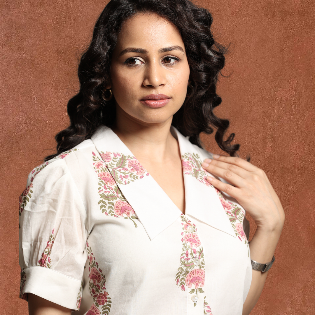 Whimsical White Mul cotton shirt