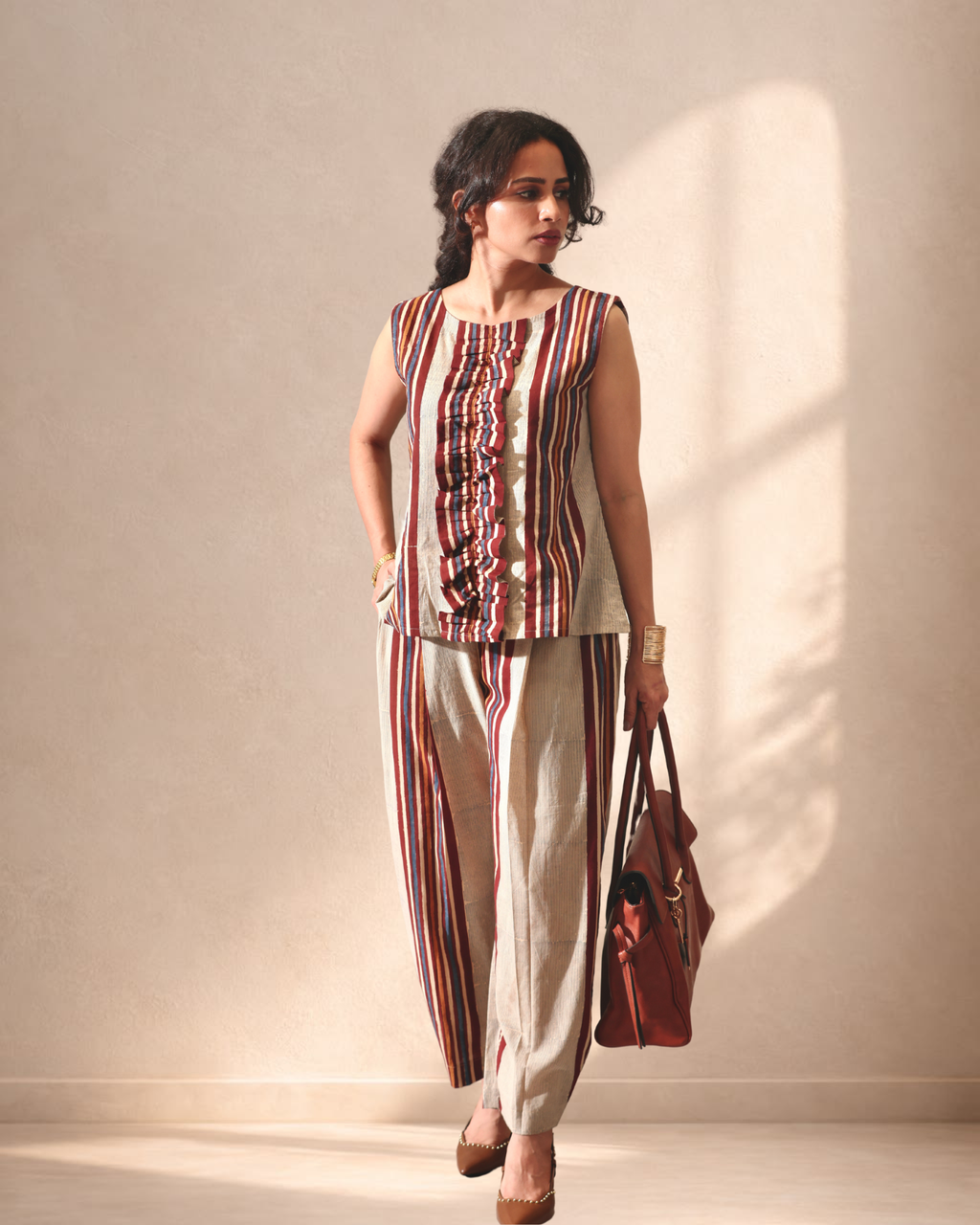 The BomBay Stripe Clay Trouser Co-ord