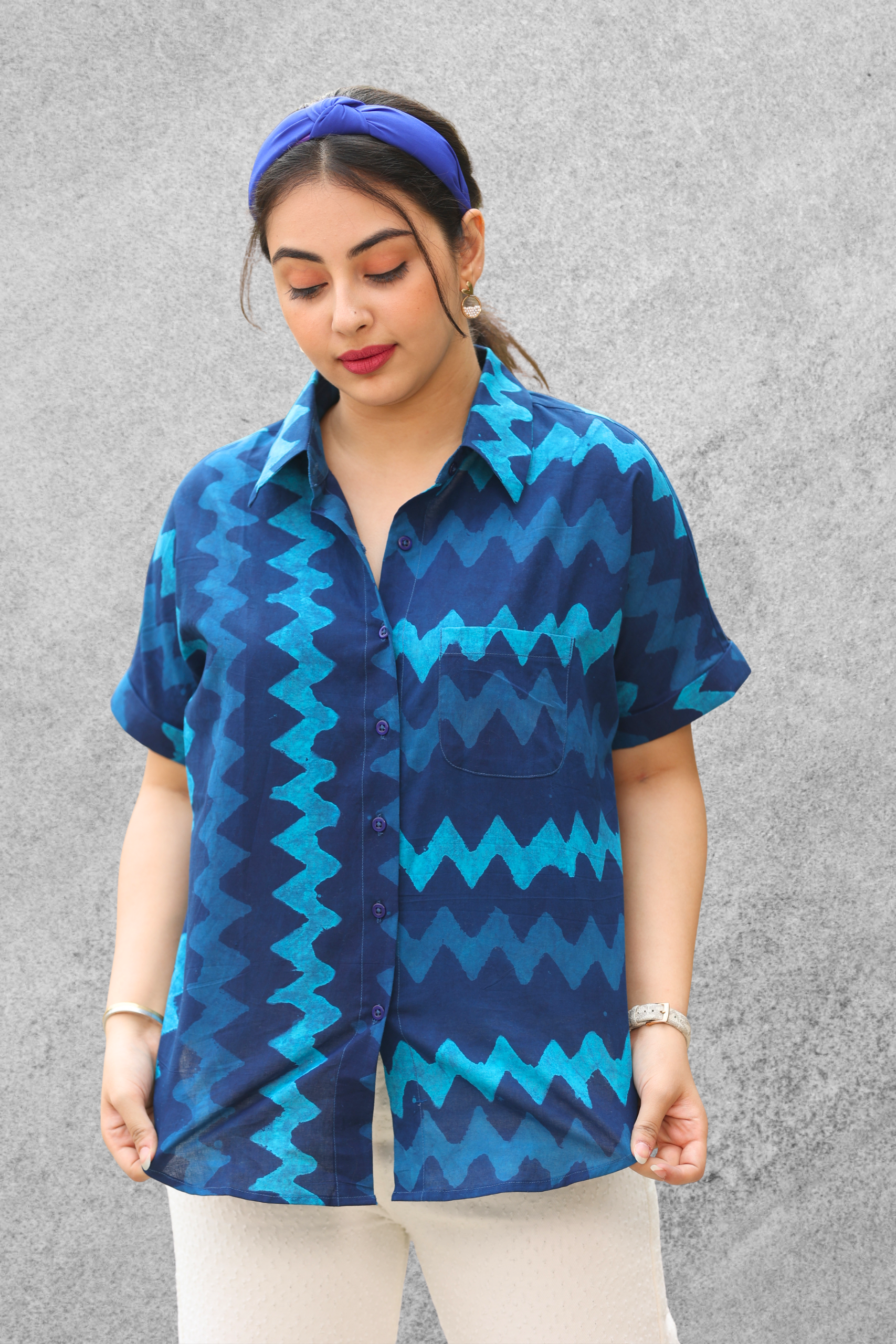 Ocean Blue Chevron Shirt