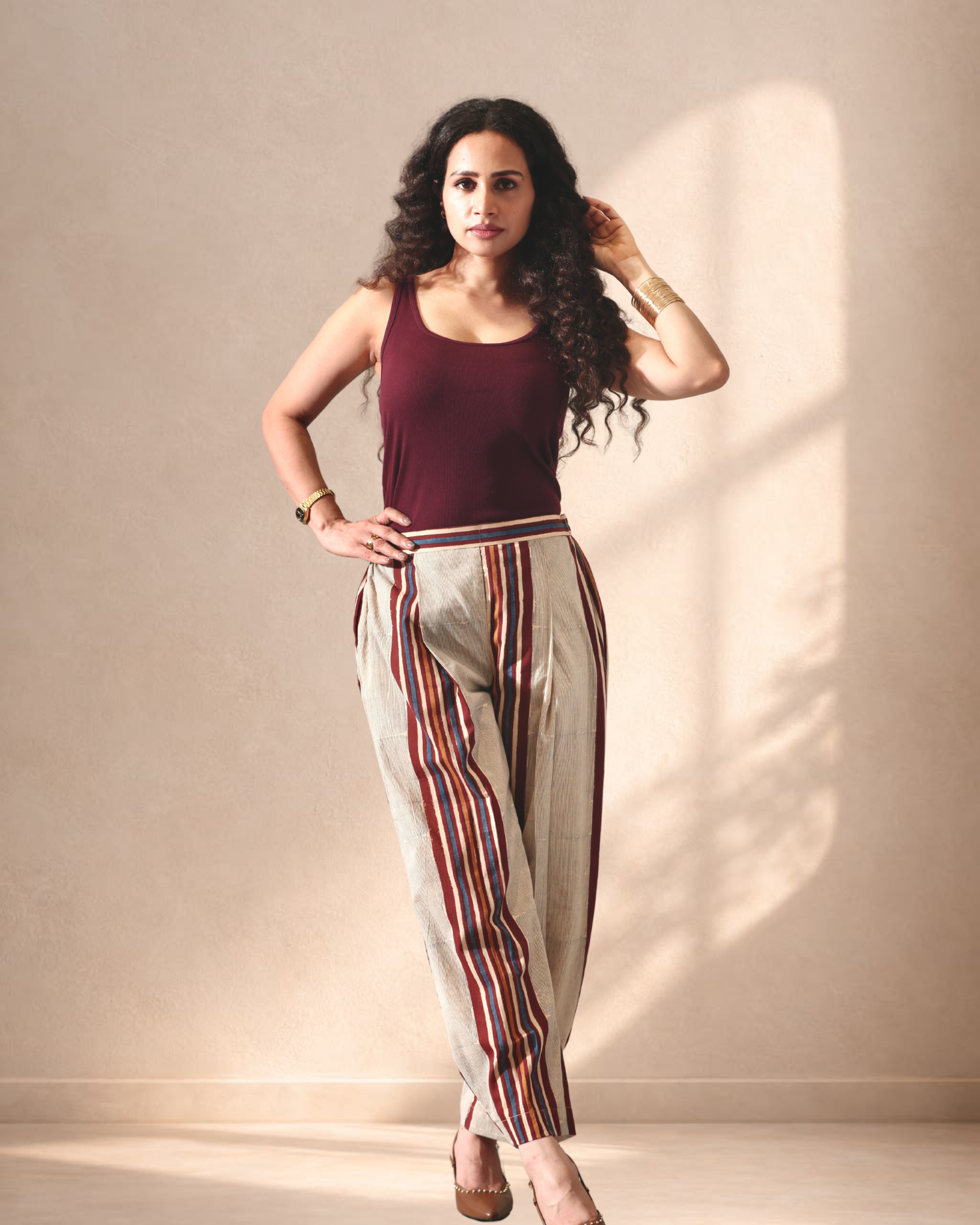 The BomBay Stripe Clay Trouser