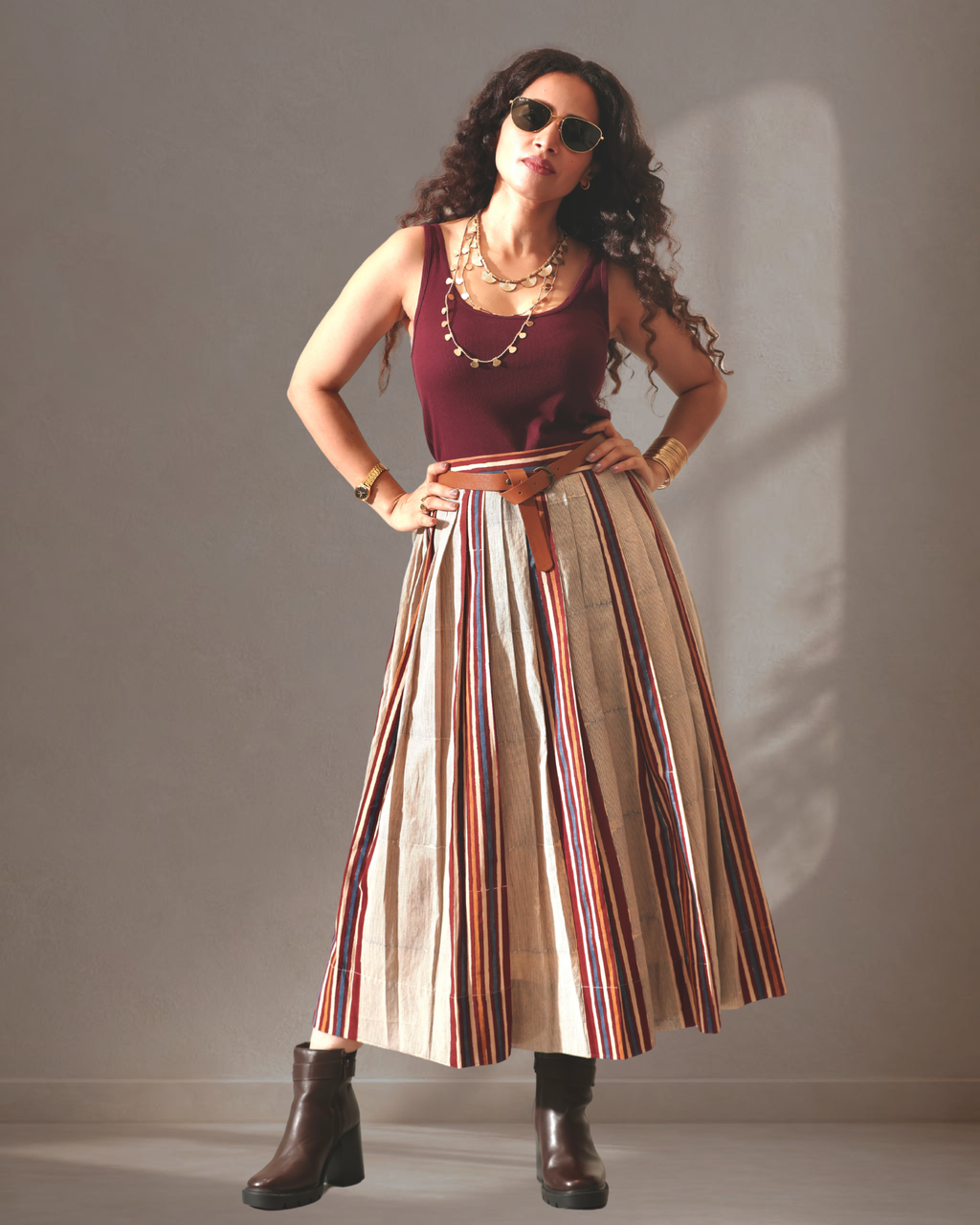 The BomBay Stripe Clay Skirt