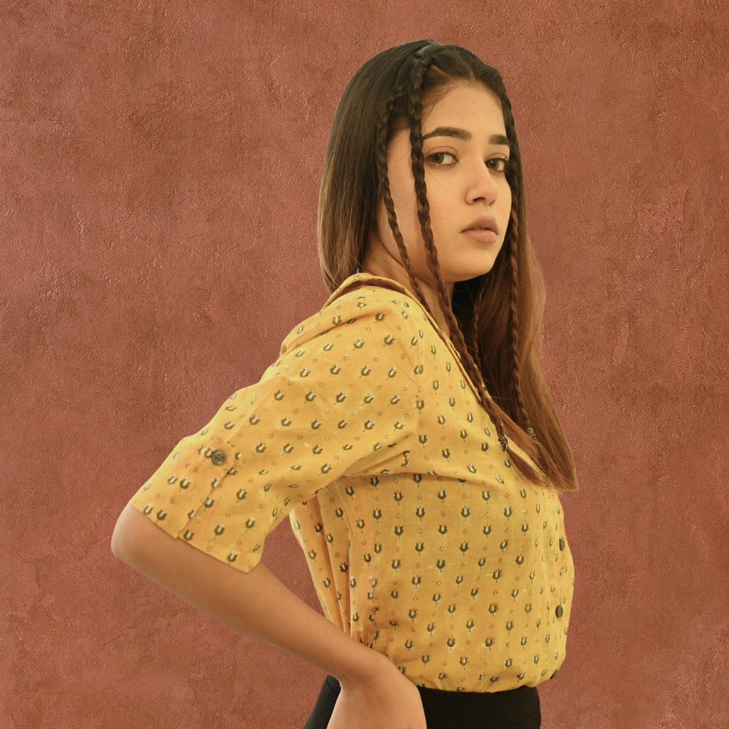 Mustard dip pure cotton shirt